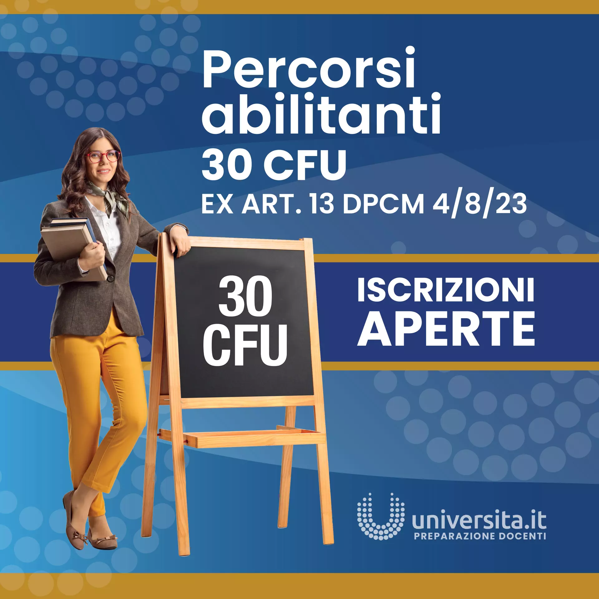 Iscrizioni aperte al percorso 30 CFU ex art.13