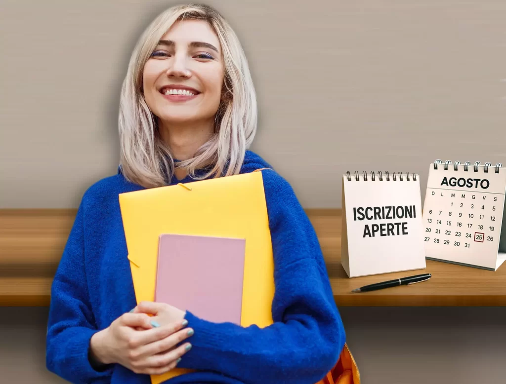 Iscriversi all’università ad agosto: studente al computer consulta le scadenze accademiche e prepara i documenti per l'immatricolazione.