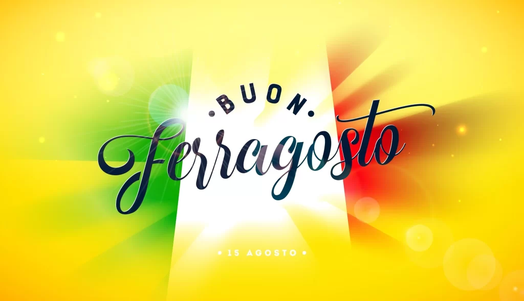 Illustrazione simbolica delle origini di Ferragosto, tra cultura romana e festa religiosa, con riferimenti all'Assunzione di Maria.