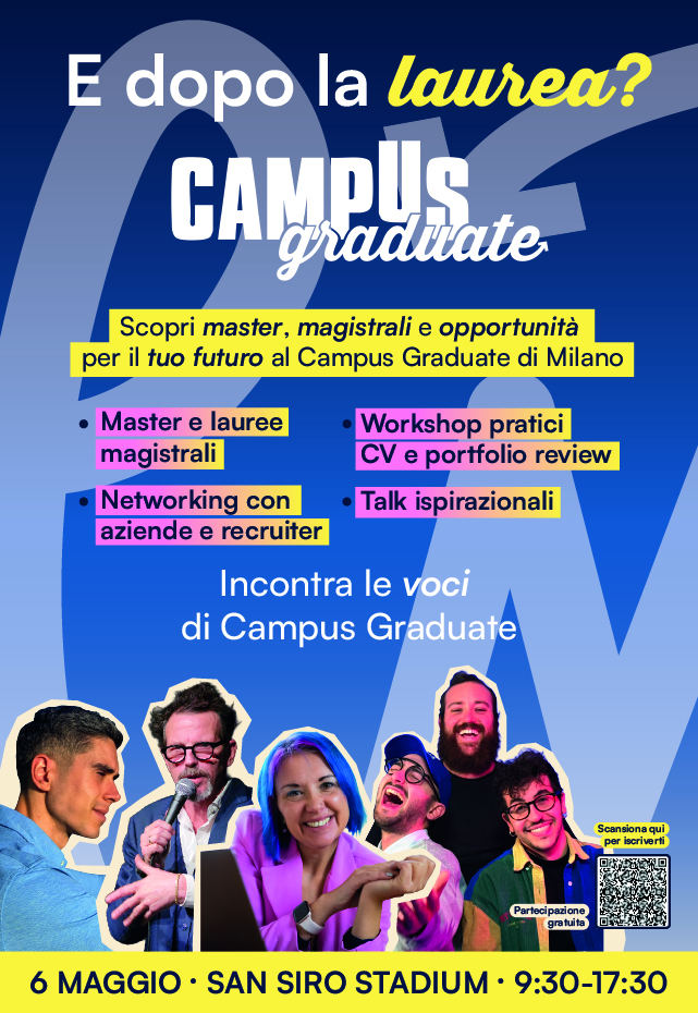 Il tempio del calcio milanese non ospiterà campioni del pallone, ma migliaia di studenti pronti per la prima edizione di Campus Graduate, il primo salone nazionale interamente dedicato ai master e alle lauree magistrali.